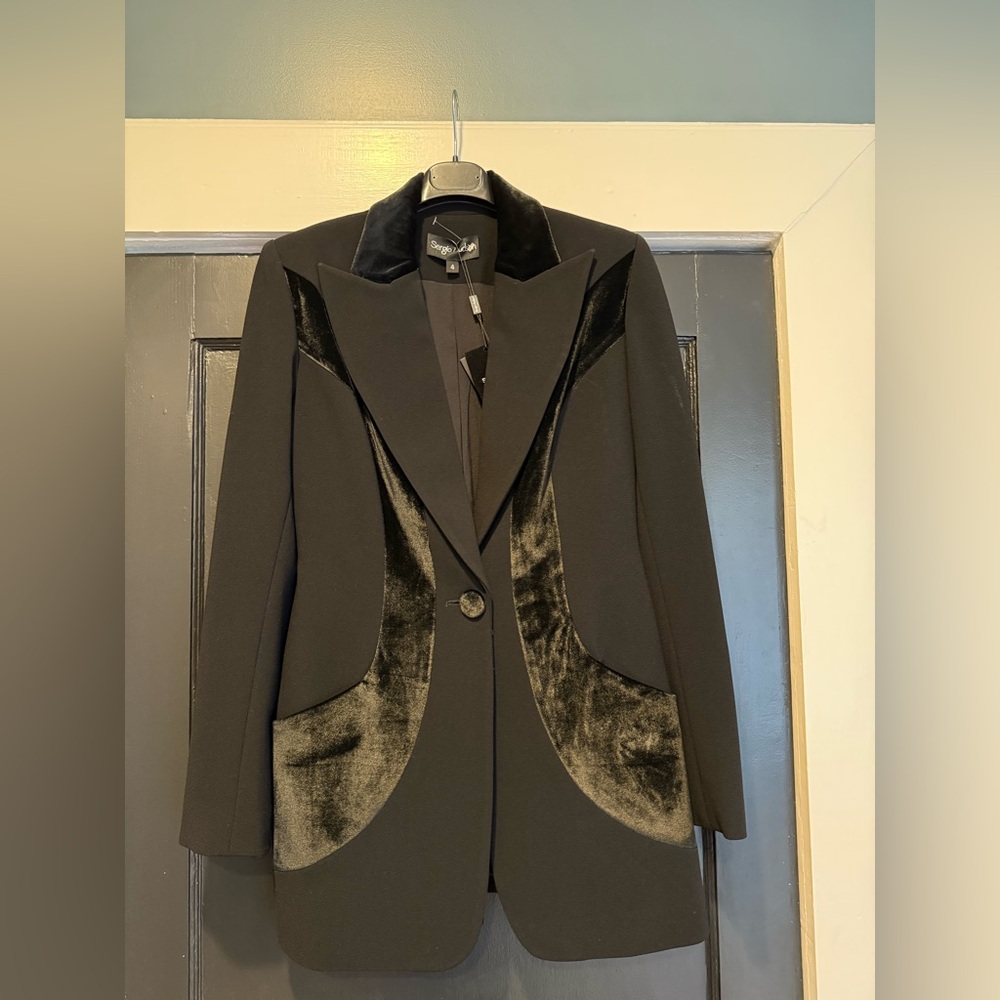NWT Sergio Hudson Mixed Media Sculptured Blazer